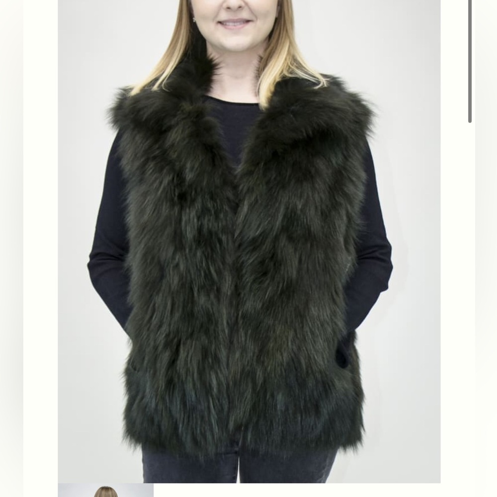 Adrienne Landau 26” Dark Green Fox Sections Vest